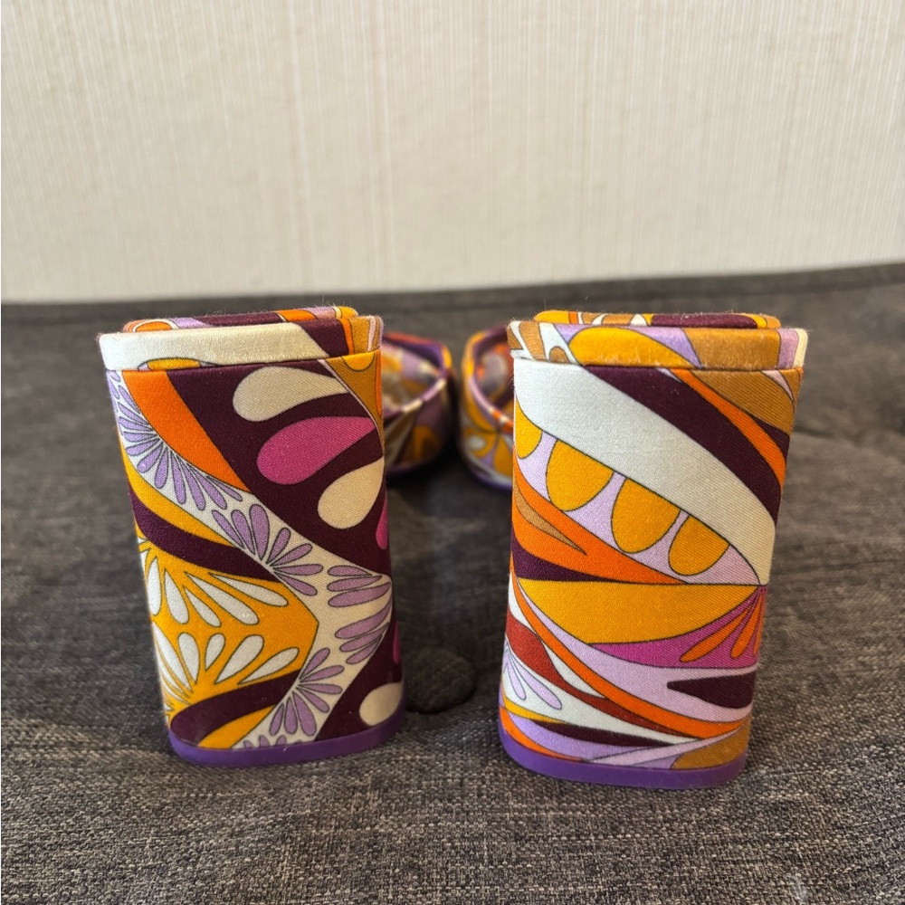 Zara Multicolor Floral Print Block Heel Mules (Orange, Yellow, Pink, Purple) - Picture 3 of 4
